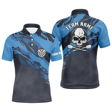 Personalized Blue Skull Darts Shirt Custom Jersey for Men Men's Polo Shirt S-5XL