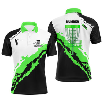 Custom Green Black Disc Golf Shirt Personalized Gift Men's Polo Shirt S-5XL