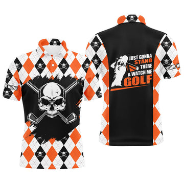 Men's Skull Golf Shirt Custom Golf Shirt with Skulls Argyle Golf Men's Polo Shirt