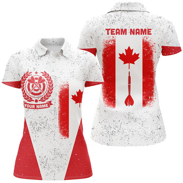 Custom Canada Flag Grunge Darts Shirt Patriotic Style for Women's Polo Shirts S-5XL