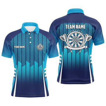 Personalized Blue Gradient Sport Darts Jersey Mens Polo Shirt S-5XL
