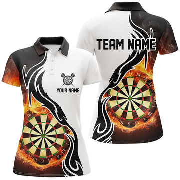 Custom Fire Flame Dartboard Darts Shirt for Women's Polo Shirts S-5XL