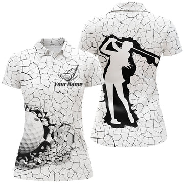Personalized Black White Golf Breaker Women's Polo Shirts S-5XL