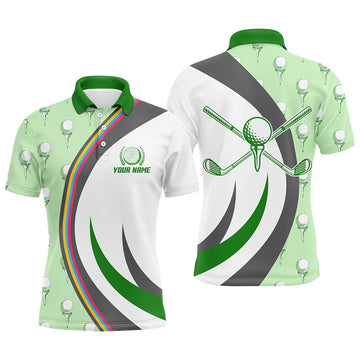 Cool Golf Elements Golf Ball On Tee Green Men's Polo Shirt S-5XL