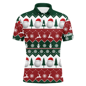 Golf Santa Merry Christmas Tree Snow Christmas Golf Gifts Men's Polo Shirt S-5XL