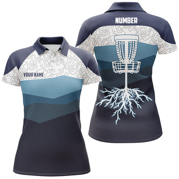 Custom Navy Blue Mountains Disc Golf Shirt Cool Gifts for Women's Polo Shirts S-5XL