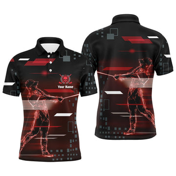 Custom Name Digital Style Skull Golf Shirt Modern Men's Polo Shirt S-5XL