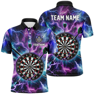 Custom Purple Thunder Lightning Darts Shirt for Men Men's Polo Shirt S-5XL