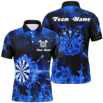 Personalized Blue Fire Flame Darts Jersey Custom Design Men's Polo Shirt S-5XL