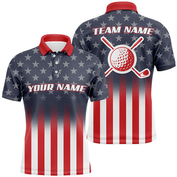 Custom Gradient American Flag Golf Shirt Patriotic Gift Men's Polo Shirt S-5XL