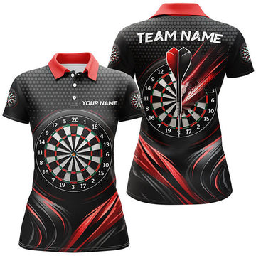 Custom Black and Red for Sports and Darts Women's Polo Shirts S-5XL