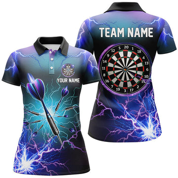 Custom Purple Thunder Lightning 3D Darts Shirt for Women's Polo Shirts S-5XL