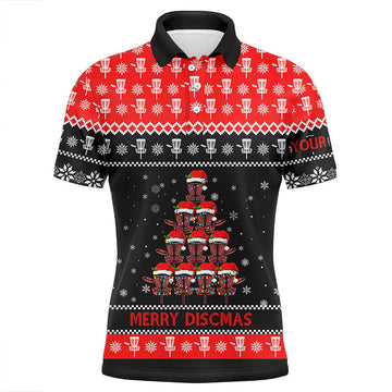 Merry Discmas Custom Christmas Disc Golf Shirt S-5XL Men's Polo Shirt