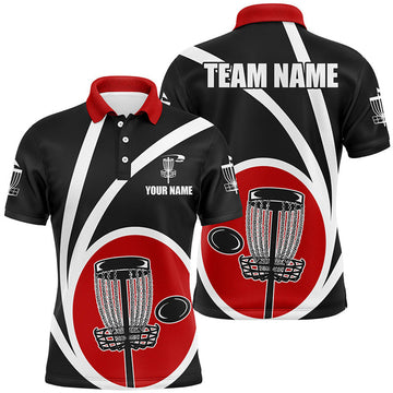 Customized Black Red Cool Disc Golf Shirt Men's Polo Shirt S-5XL