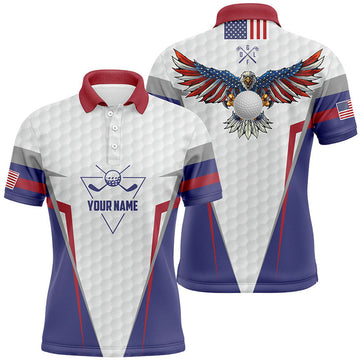 Custom American Flag US Eagle Golf Shirt Patriotic Gift Men's Polo Shirt S-5XL