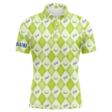Golf Pattern Green Argyle Custom Mens Polo Shirt S-5XL