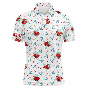 Christmas Flowers Seamless Pattern Custom Golf Polo Shirt S-5XL Men's Polo Shirt