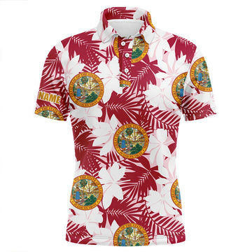 Florida Flag Seamless Pattern USA Golf Red Tropical Men's Polo Shirt S-5XL