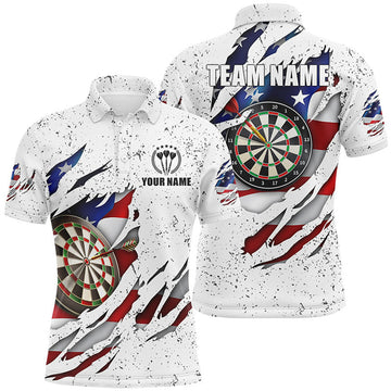 American Flag White Grunge Dart Polo Shirt Mens S-5XL