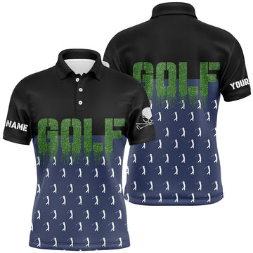 Black And Navy Mens Golf Polo Shirts Personalized Funny Golf Men's Polo Shirt