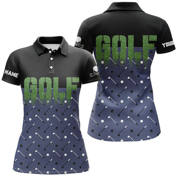 Custom Black and Navy Golf Funny Golfing Gifts Women's Polo Shirts S-5XL