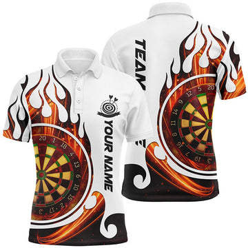 Custom Fire Flame Dartboard Dart Jerseys Men's Polo Shirt S-5XL