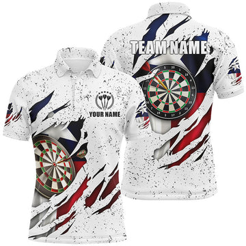 Custom Texas Flag Grunge Patriotic Dart Jersey Men's Polo Shirt S-5XL