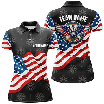 Custom Waving American Flag Eagle Patriotic Darts Polo Women's Polo Shirts S-5XL