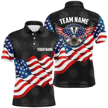 Waving American Flag Eagle Patriotic Mens Darts Polo Shirt S-5XL