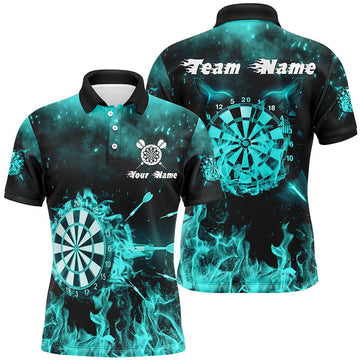 Custom Turquoise Fire Flame Darts Jersey for Men Men's Polo Shirt S-5XL