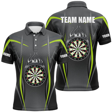 Custom Green Grey Sports Darts Shirt for Men Men's Polo Shirt S-5XL