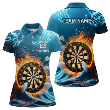 Custom Fire And Water Blue Women's Darts for Women Polo Shirt S-5XL