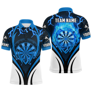 Custom Blue Thunder Lightning Darts Jersey Cool Shirt Men's Polo Shirt S-5XL