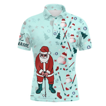 Christmas Golf Pattern Mint Mens Polo Shirts S-5XL