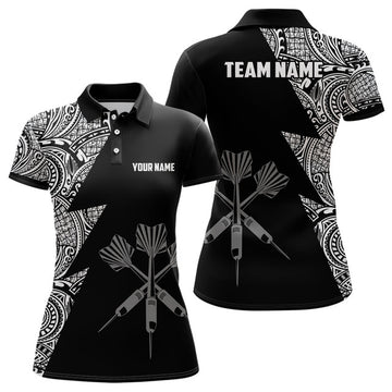 Custom Lightning Tribal Black White Darts Personalized Women's Polo Shirts S-5XL
