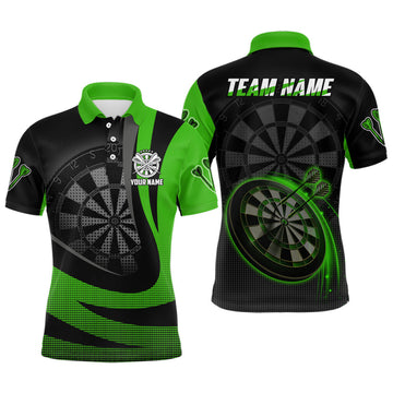 Personalized Black Green 3D Darts Team Jersey Cool Design Men's Polo Shirt S-5XL
