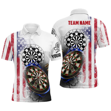 Smoky American Flag Patriotic Dart Shirt Men's Polo Shirt S-5XL