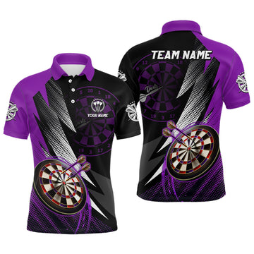 Personalized Black Purple Darts Team Jersey Custom Shirt Men's Polo Shirt S-5XL