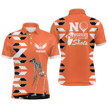Personalized Skull Golf Shirt Orange Halloween Gift Men's Polo Shirt S-5XL