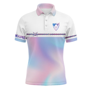 Personalized Mens Golf Polo Custom Gradient Pastel Rainbow Mens Polo Shirt S-5XL