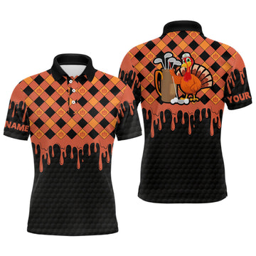 Thanksgiving Golf Shirt Orange Pumpkin Custom Golf Men's Polo Shirt S-5XL