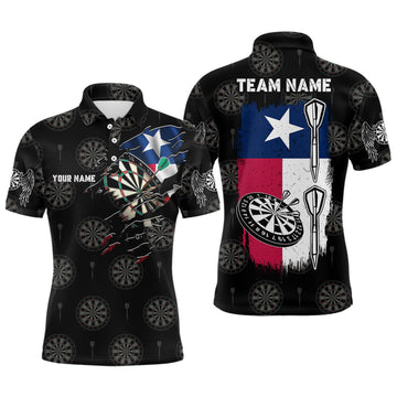 Personalized Retro Texas Flag Patriotic Darts Jersey Men's Polo Shirt S-5XL