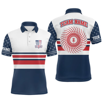 Patriotic Disc Golf American Flag Personalized Men's Polo Shirt S-5XL