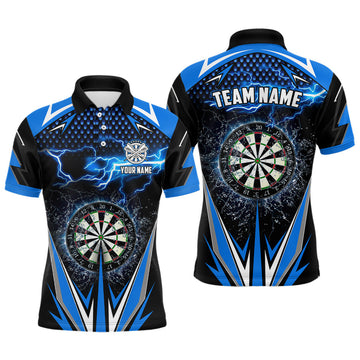 Custom Blue Thunder Lightning Darts Shirt for Men Men's Polo Shirt S-5XL