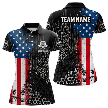 Custom American Flag Hive Pattern Darts Women 3D Polo Shirt Size S-5XL