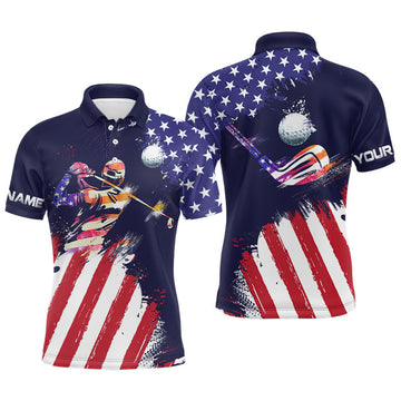 Watercolor American Flag Golf Performance Mens Polo Shirt S-5XL