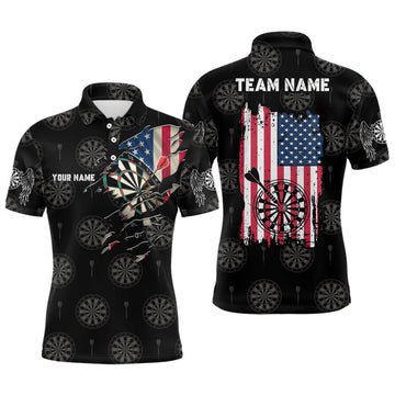 Personalized American Flag Retro Patriotic Darts Jersey Men's Polo Shirt S-5XL