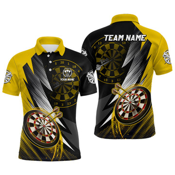 Personalized Yellow Black Darts Shirt Men Team Jerseys Men's Polo Shirt S-5XL