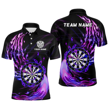 Custom Purple Fire Dartboard Darts Polo Shirt Men's Polo Shirt S-5XL