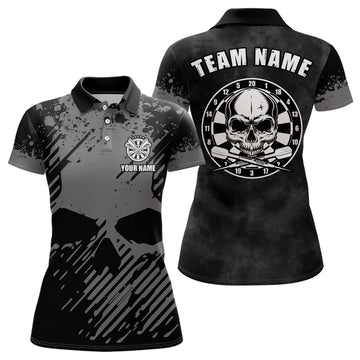 Custom Black Grey Grunge Darts Polo Shirt for Women Women's Polo Shirts S-5XL